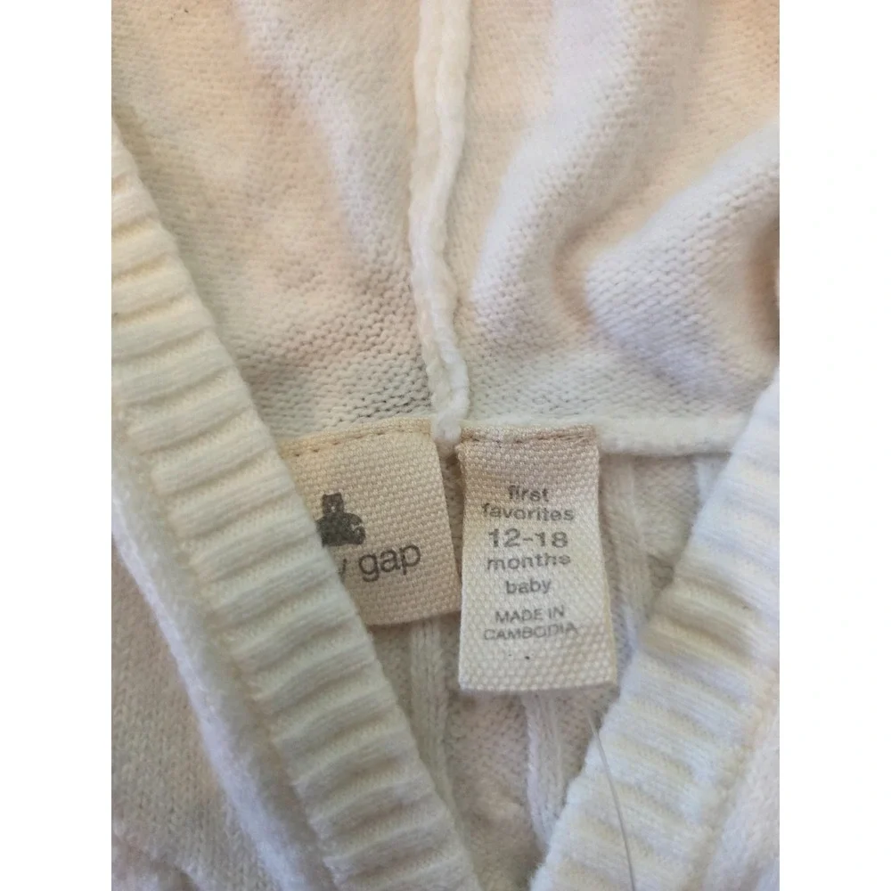 NWT Baby GAP CashSoft Cable-Knit Sweater One-Piece Hooded Button Infant 12-18m